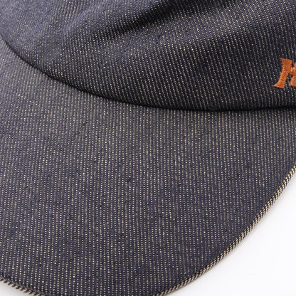 HERMES H Embroidered Fabric Cap Navy Blue Size 59