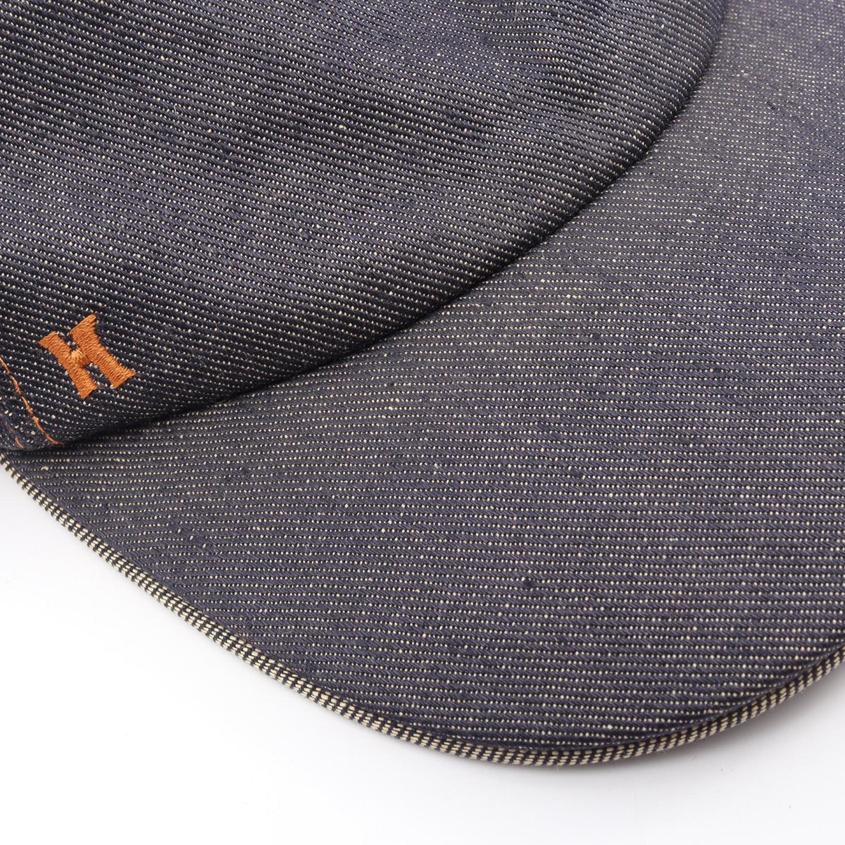 HERMES H Embroidered Fabric Cap Navy Blue Size 59