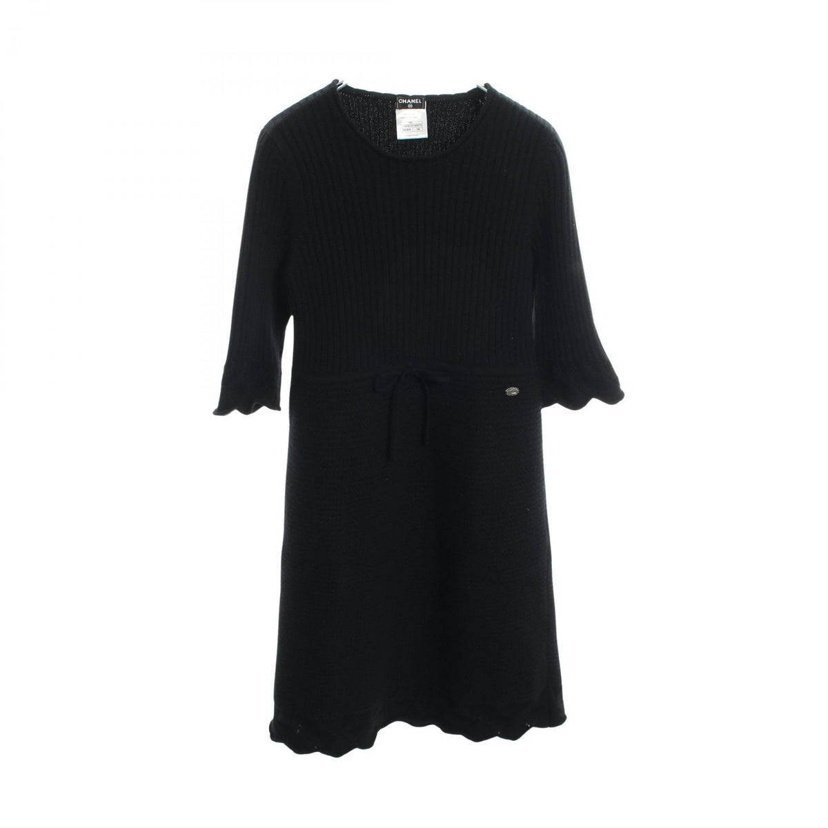 CHANEL Coco Mark Button Cashmere Dress Size 38