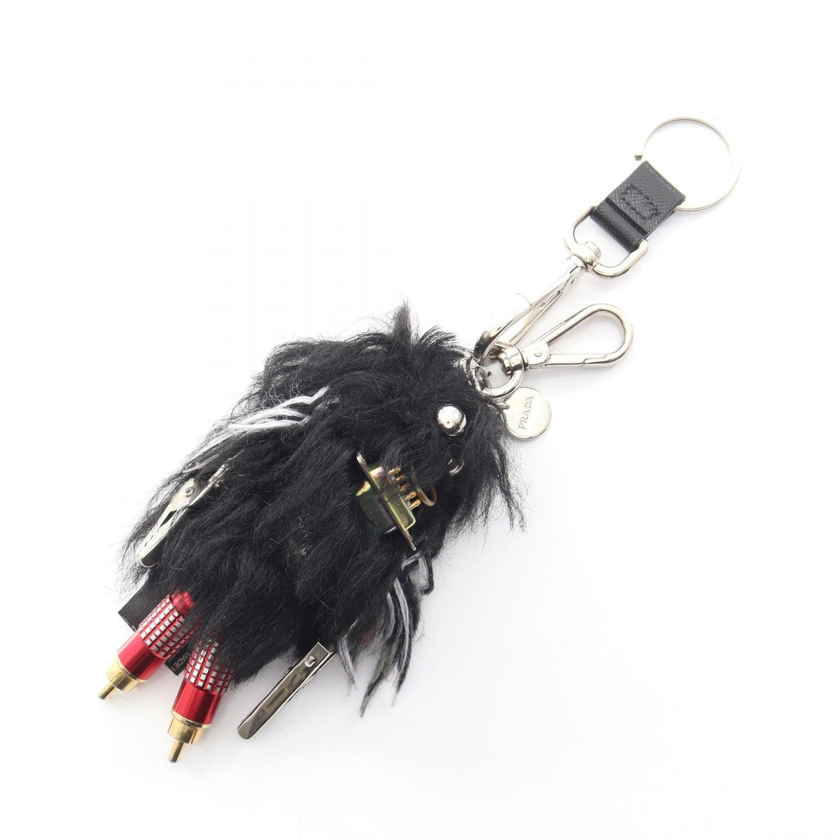 PRADA Rufus Fur Metal Charm Black