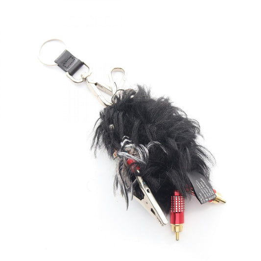 PRADA Rufus Fur Metal Charm Black