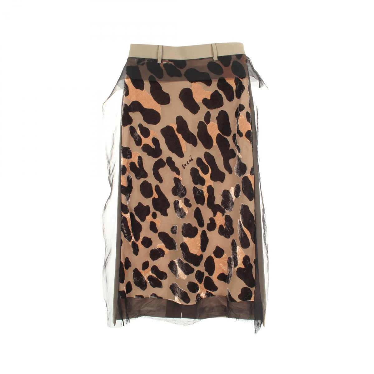 Sacai Leopard Patchwork Skirt Wool Poly Size 1