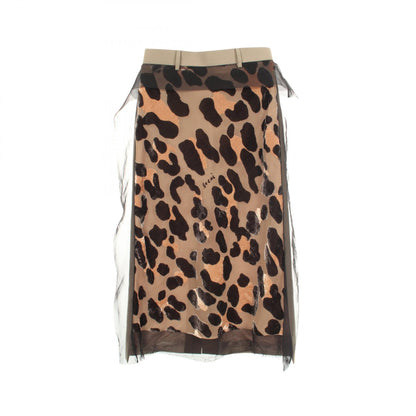 Sacai Leopard Patchwork Skirt Wool Poly Size 1