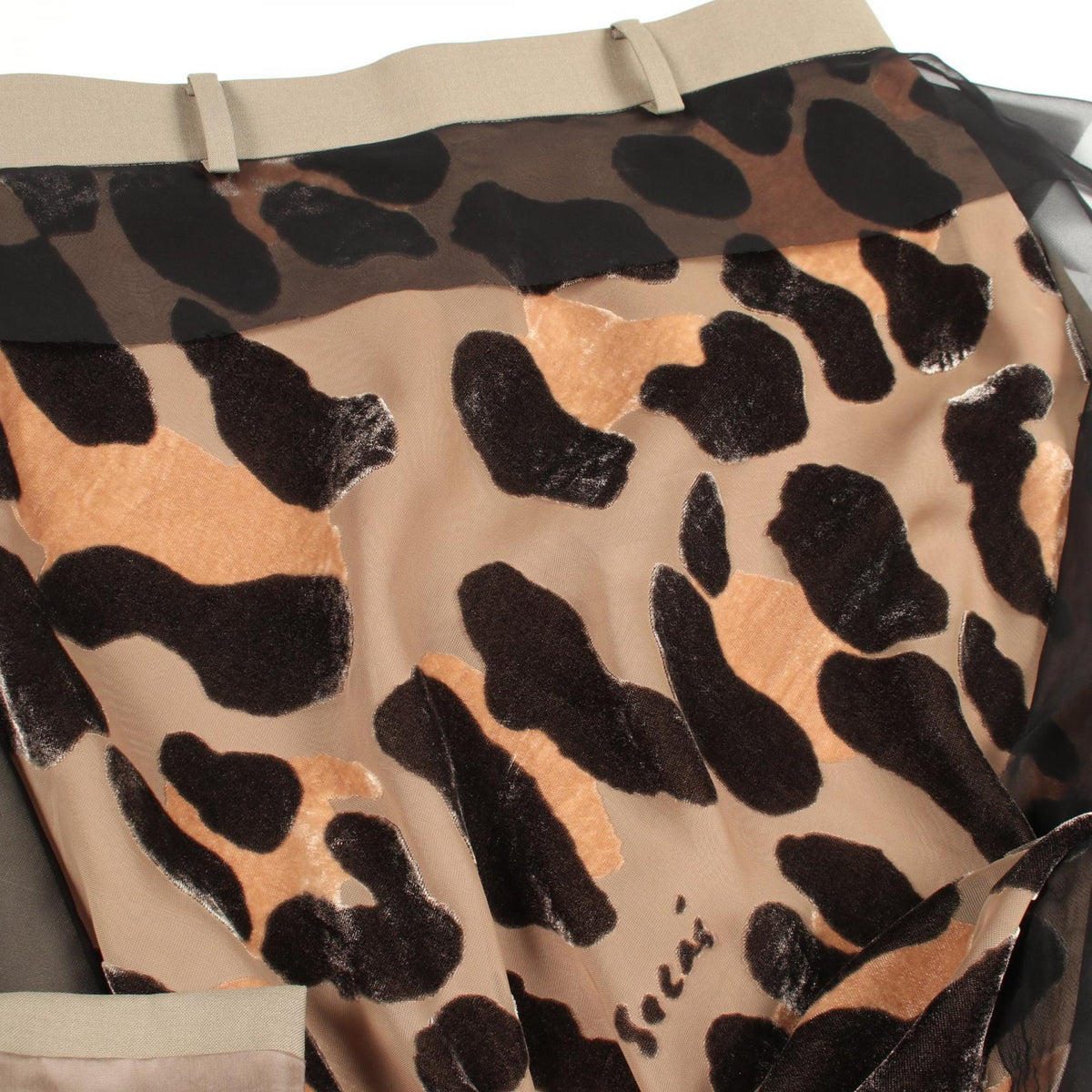 Sacai Leopard Patchwork Skirt Wool Poly Size 1
