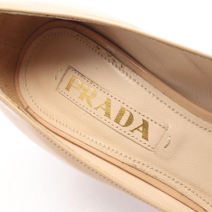 PRADA Big Button Patent Leather Pumps Beige Size 34.5