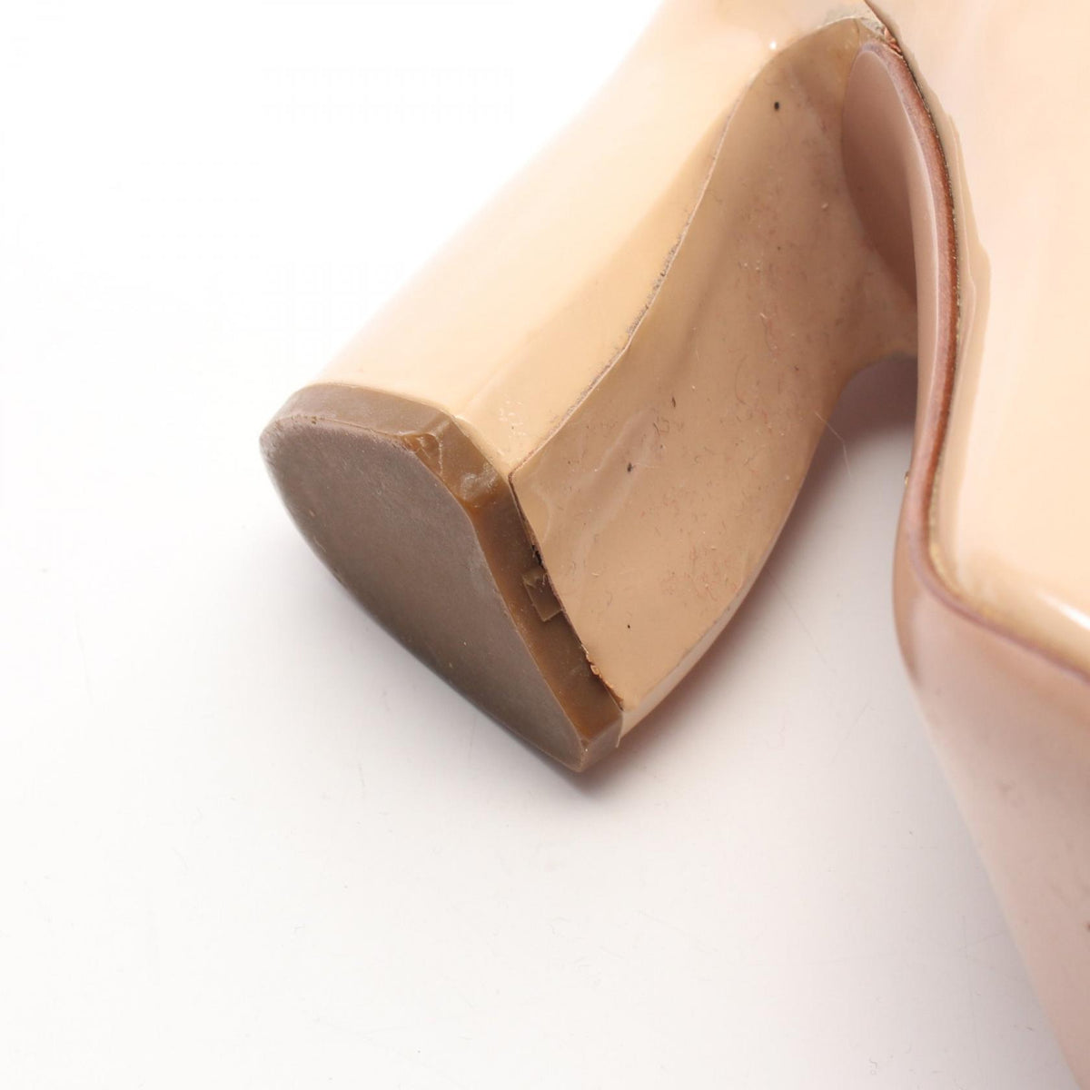 PRADA Big Button Patent Leather Pumps Beige Size 34.5