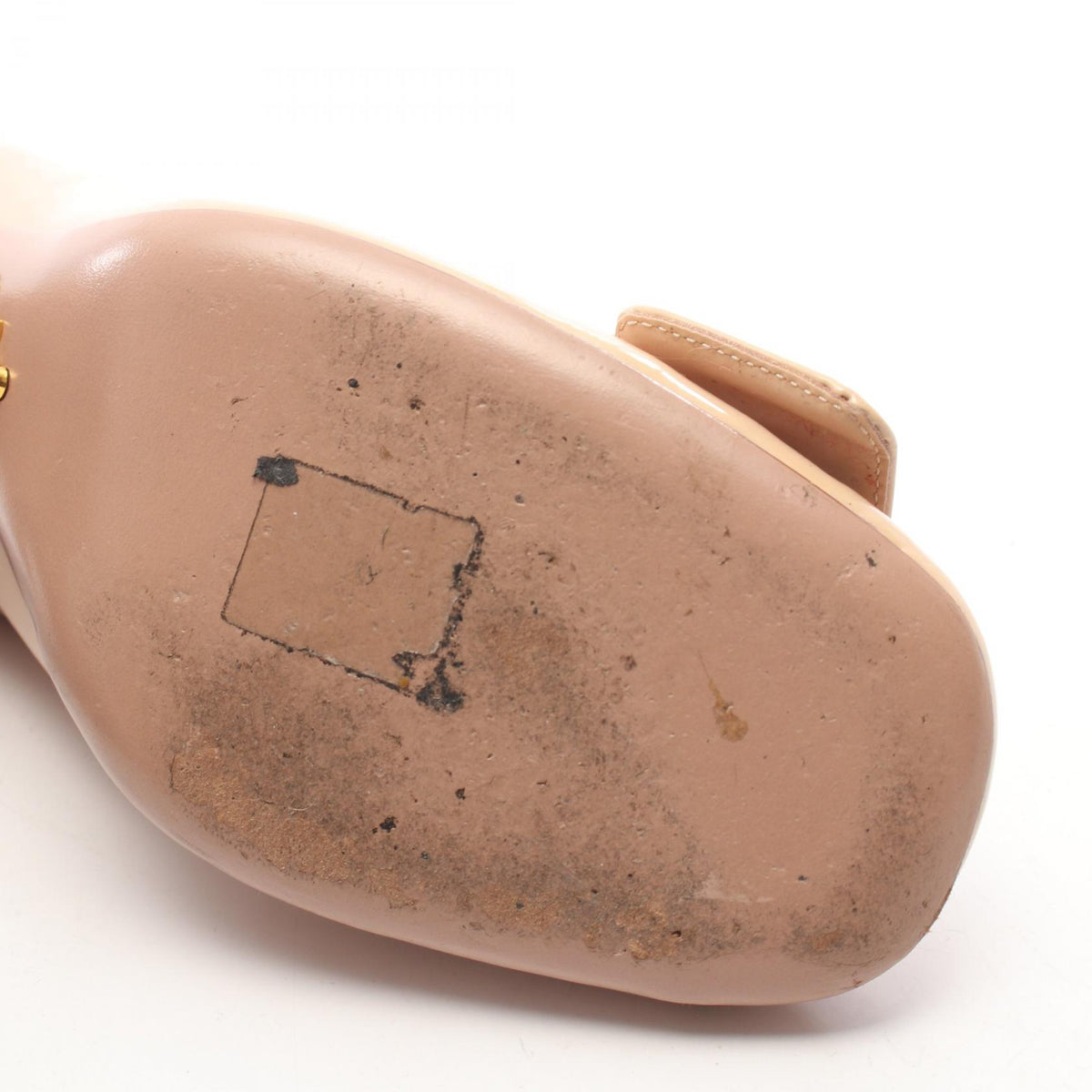 PRADA Big Button Patent Leather Pumps Beige Size 34.5