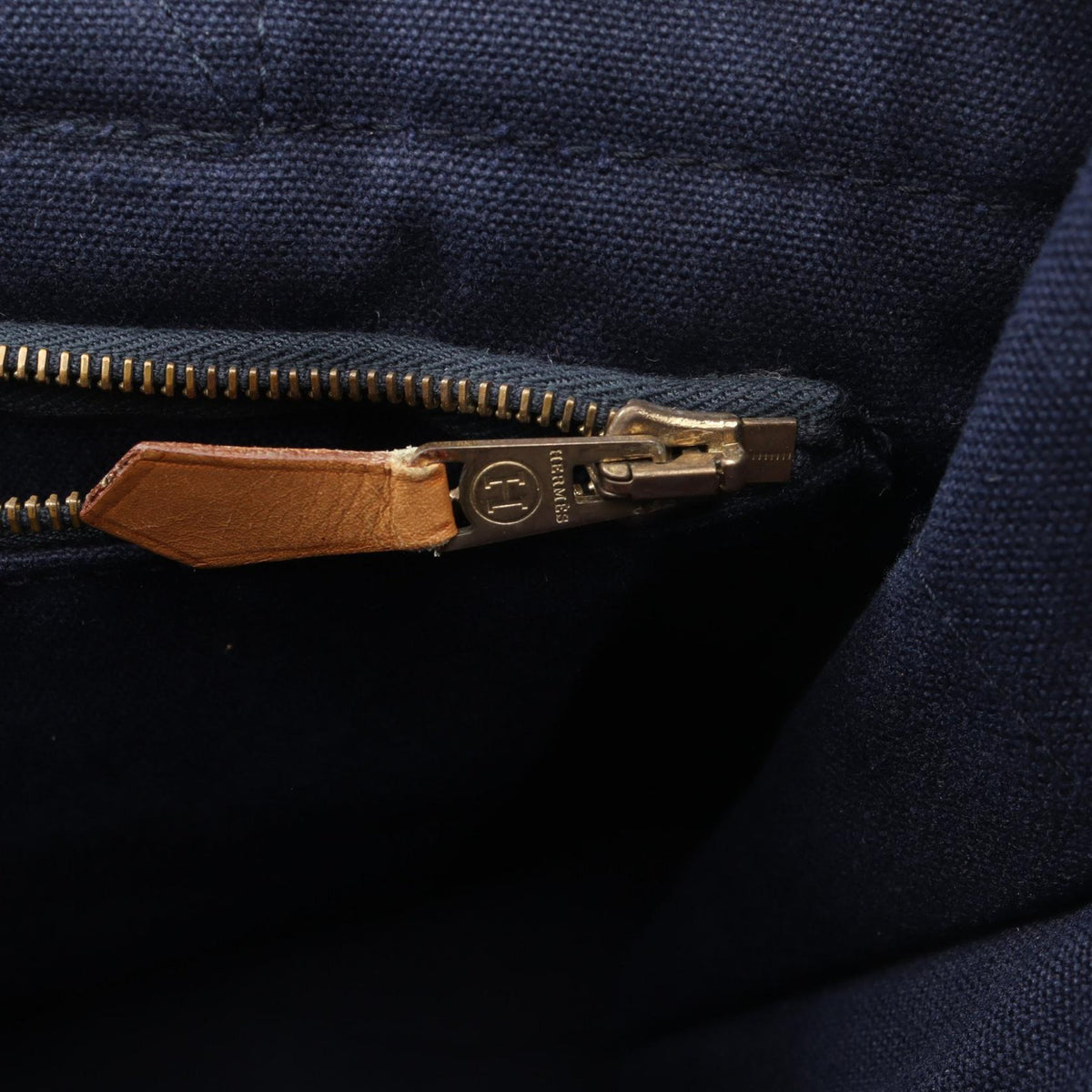 HERMES Fourre Tout PM Canvas Tote Bag Navy