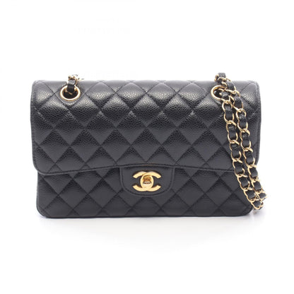 CHANEL Black Caviar Skin Matelasse Gold HW Shoulder Bag