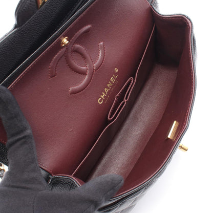 CHANEL Black Caviar Skin Matelasse Gold HW Shoulder Bag
