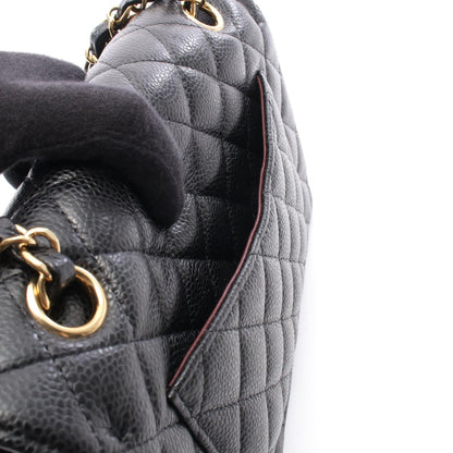 CHANEL Black Caviar Skin Matelasse Gold HW Shoulder Bag