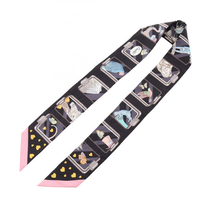 HERMES Twilly "Hermes Story" Silk Scarf