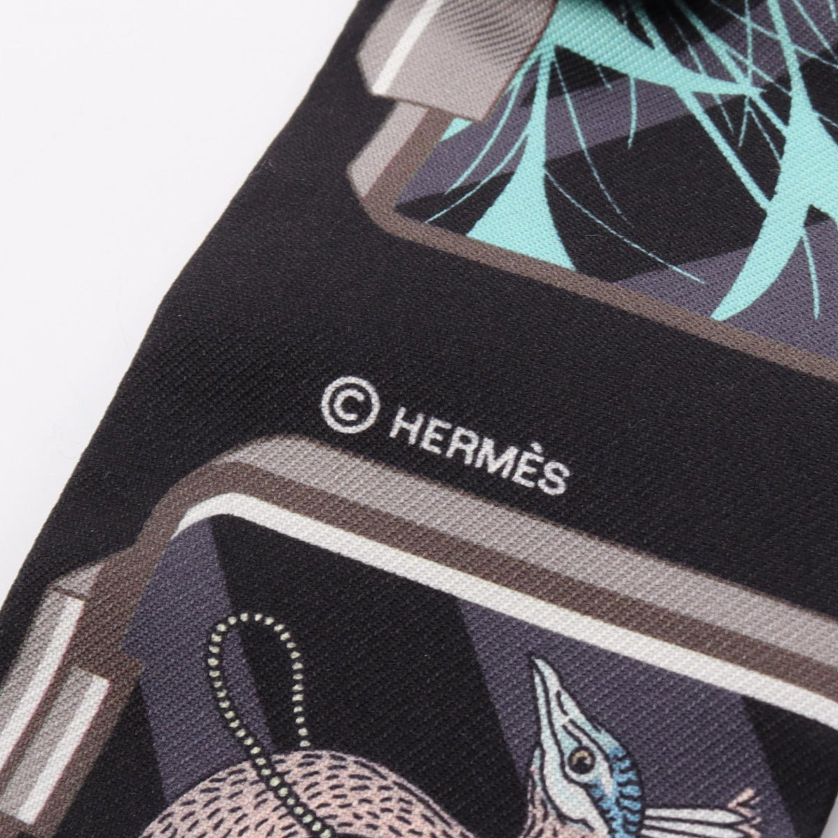 HERMES Twilly "Hermes Story" Silk Scarf