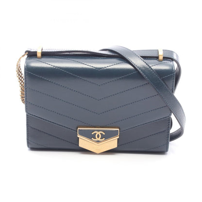CHANEL Green Chevron V-Stitch Shoulder Bag