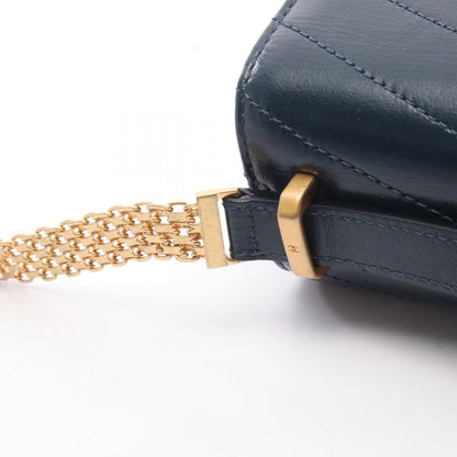 CHANEL Green Chevron V-Stitch Shoulder Bag
