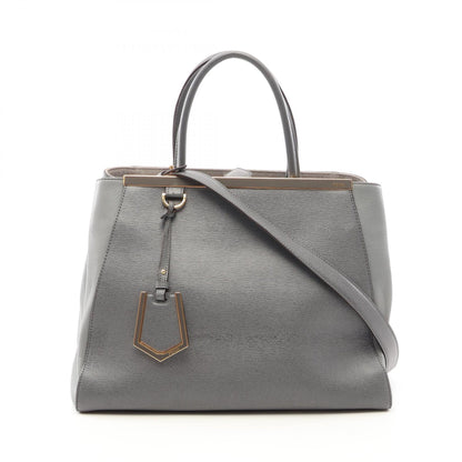 FENDI 2Jours 2-Way Leather Handle Bag Gray