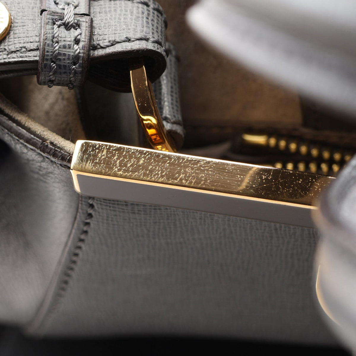 FENDI 2Jours 2-Way Leather Handle Bag Gray