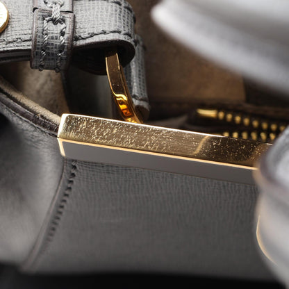 FENDI 2Jours 2-Way Leather Handle Bag Gray
