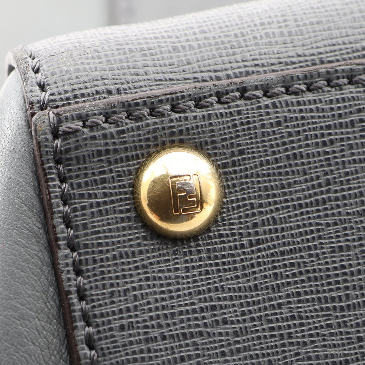 FENDI 2Jours 2-Way Leather Handle Bag Gray
