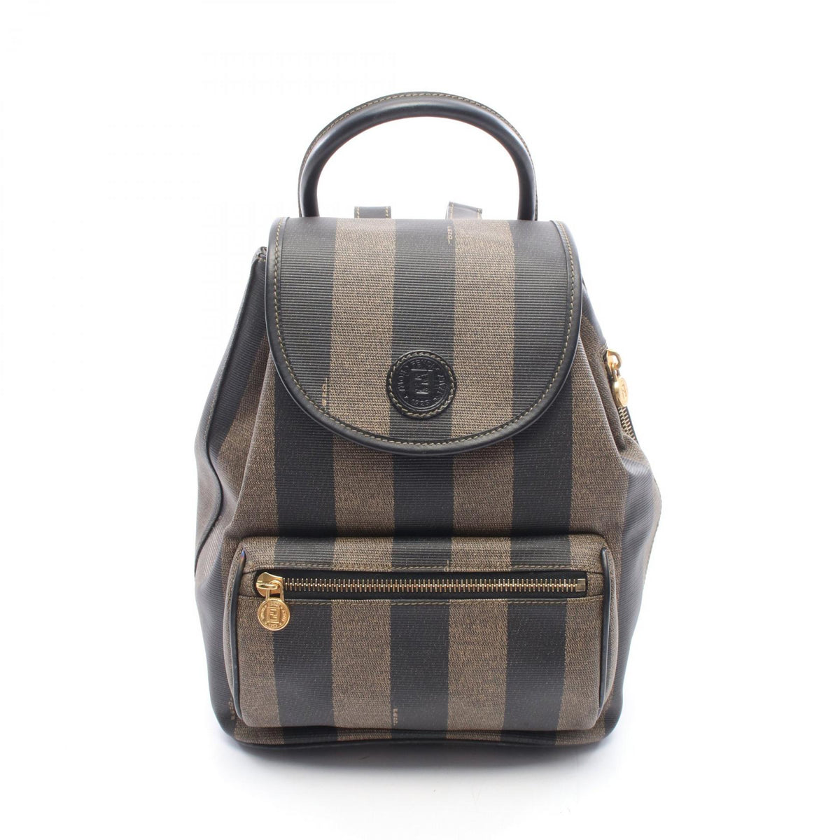 FENDI Pequin Stripe PVC Backpack Brown