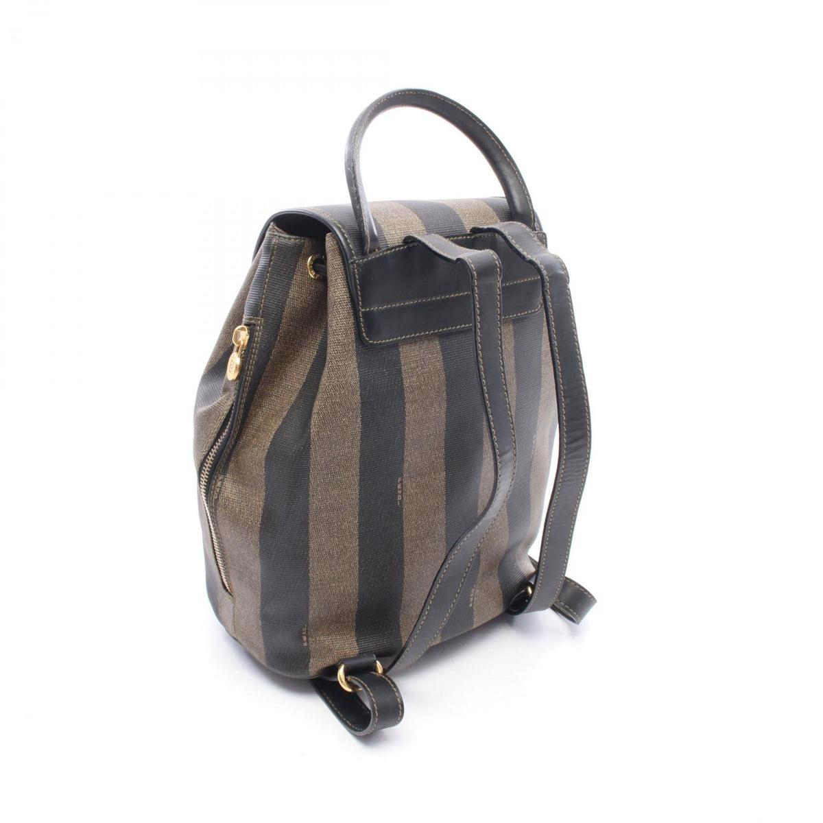FENDI Pequin Stripe PVC Backpack Brown