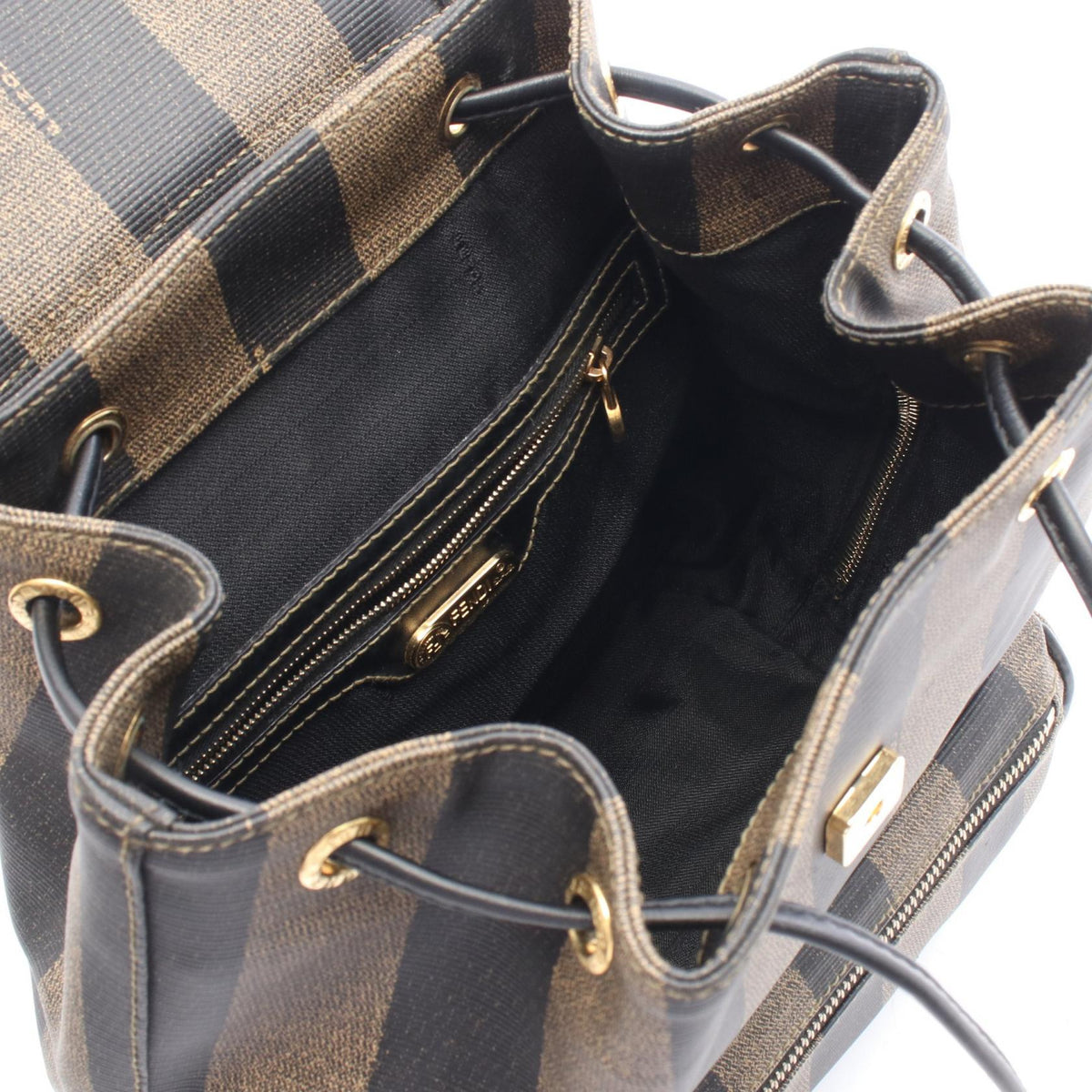 FENDI Pequin Stripe PVC Backpack Brown