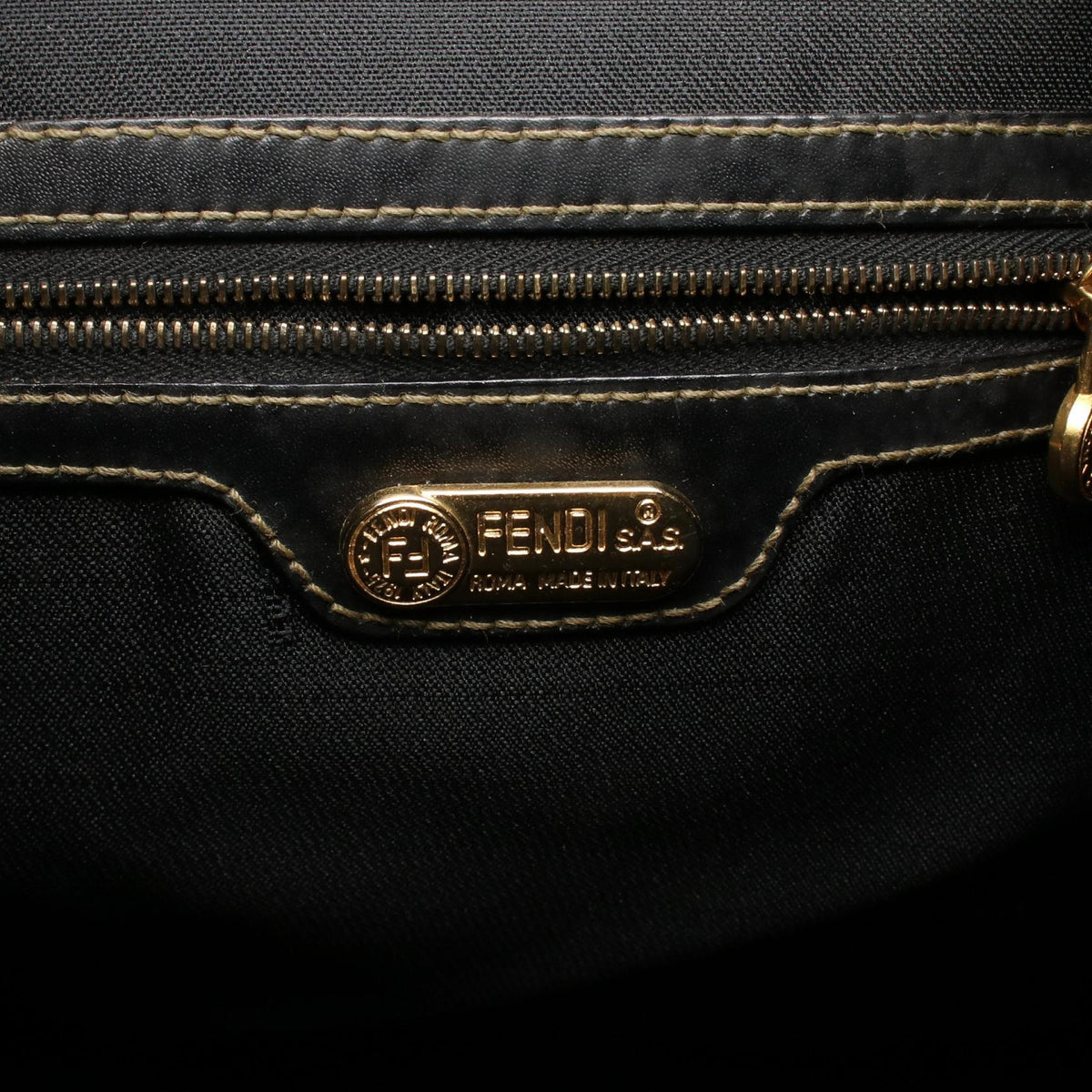 FENDI Pequin Stripe PVC Backpack Brown