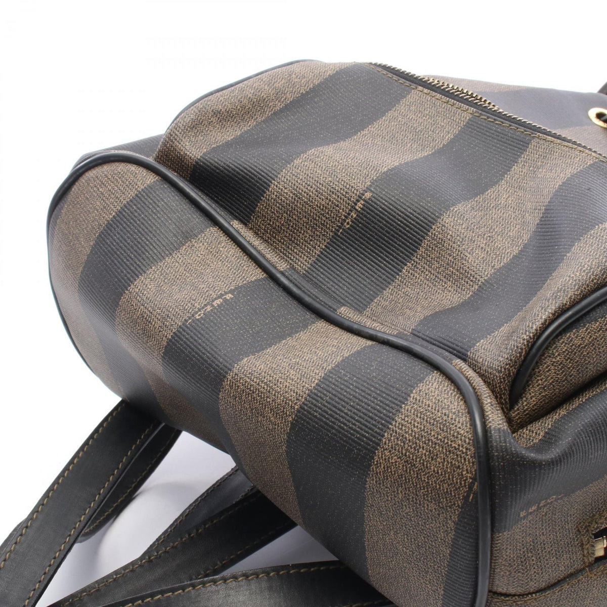 FENDI Pequin Stripe PVC Backpack Brown