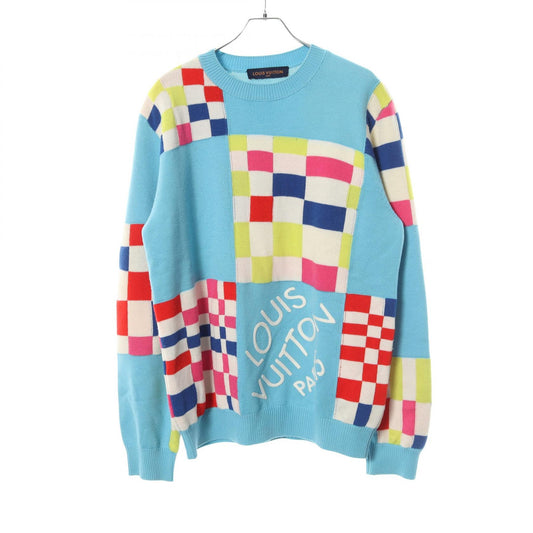 LOUIS VUITTON Distorted Giant Damier Sweater Blue Size L