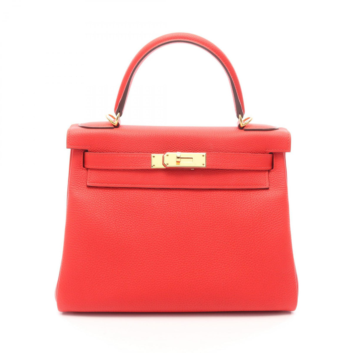 HERMES Kelly 28 Rouge Leather Handbag