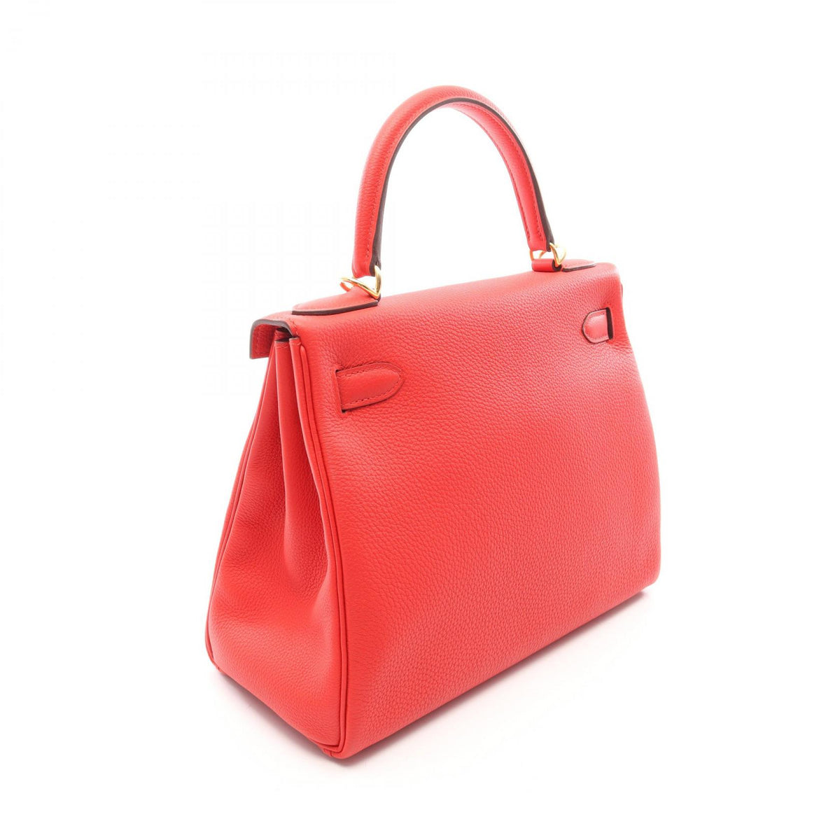 HERMES Kelly 28 Rouge Leather Handbag