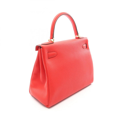HERMES Kelly 28 Rouge Leather Handbag