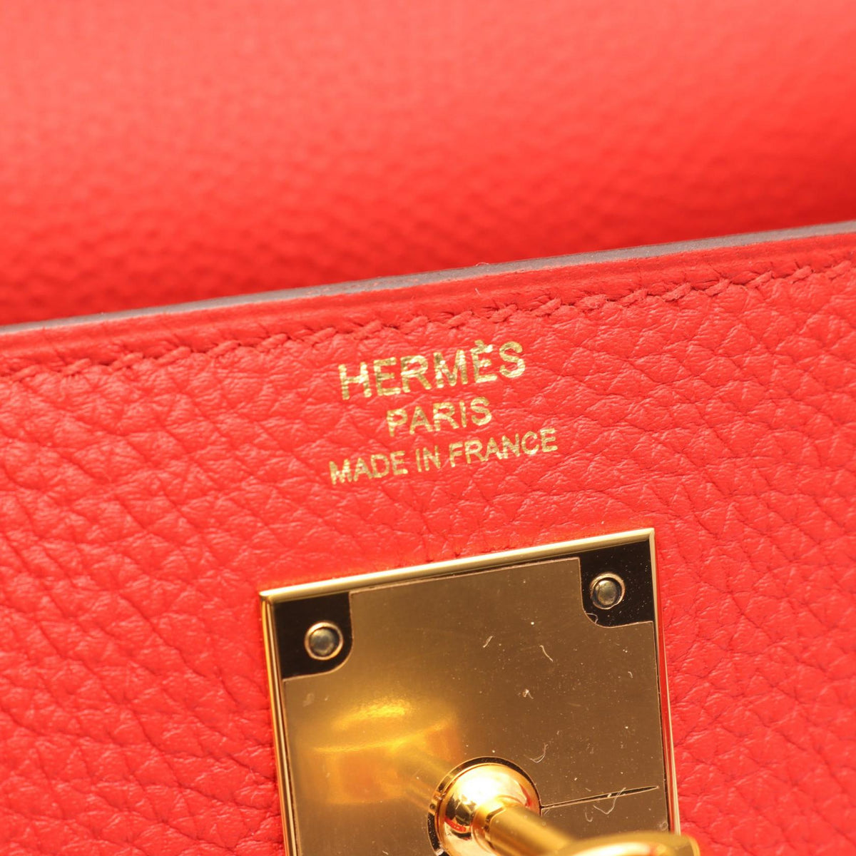 HERMES Kelly 28 Rouge Leather Handbag