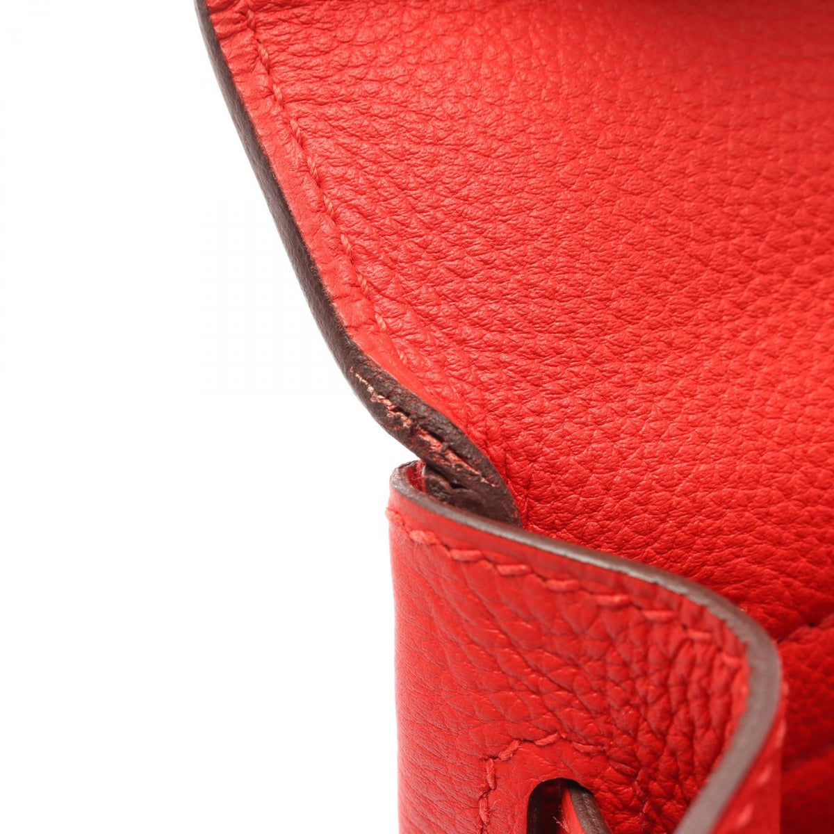 HERMES Kelly 28 Rouge Leather Handbag