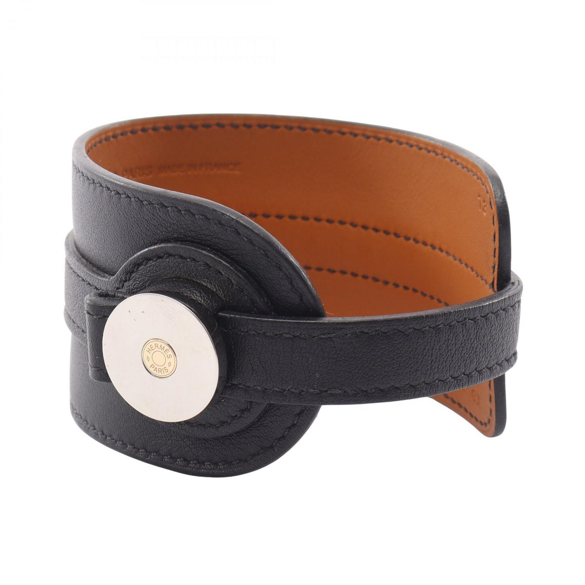 HERMES Cavalry Veau Swift Bangle Black Size T3
