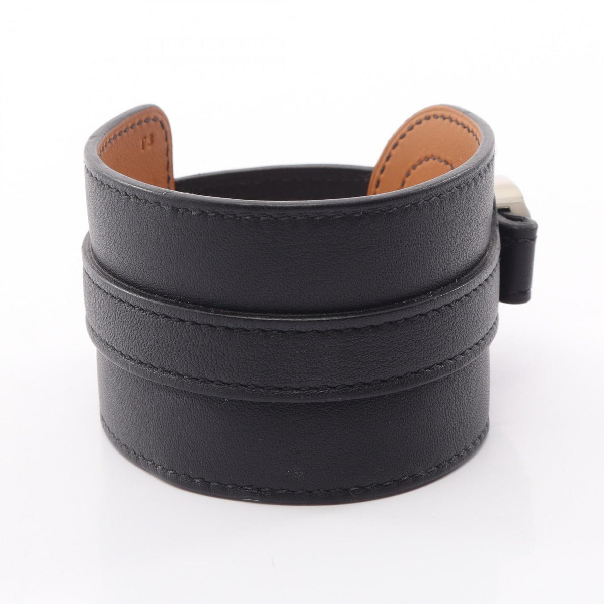 HERMES Cavalry Veau Swift Bangle Black Size T3