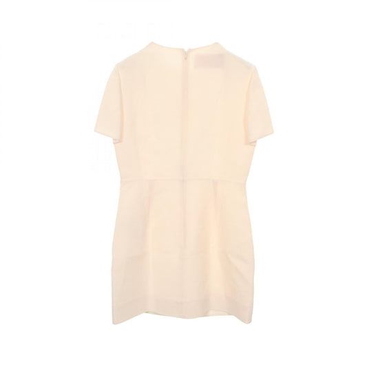 Valentino Floral Bead Wool Silk Dress Beige Size 42