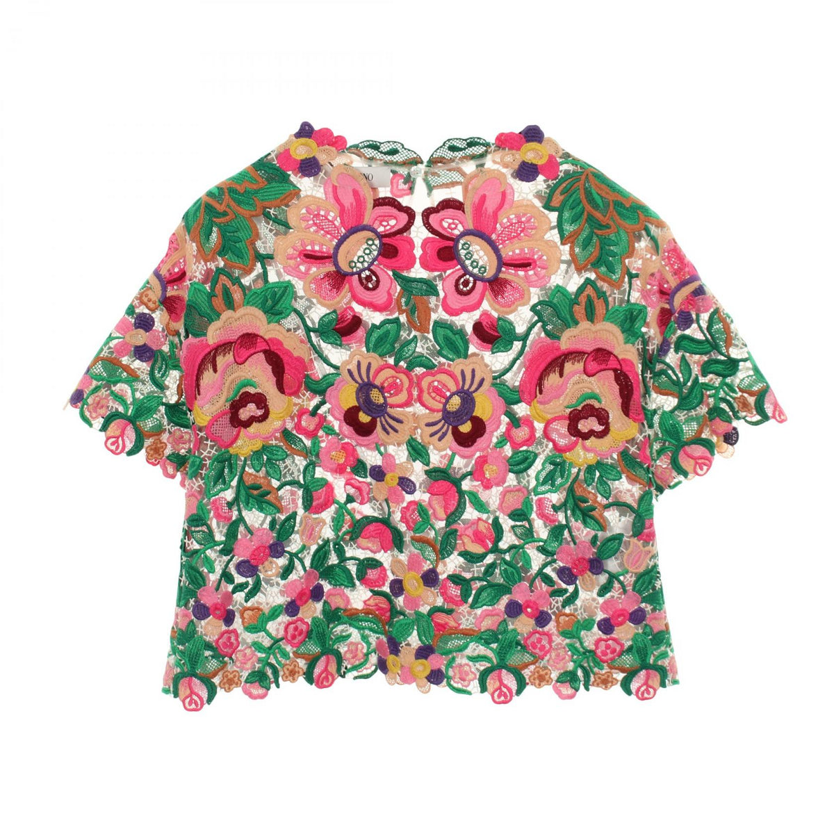 Valentino Floral Lace Top Cotton Multi Size 38