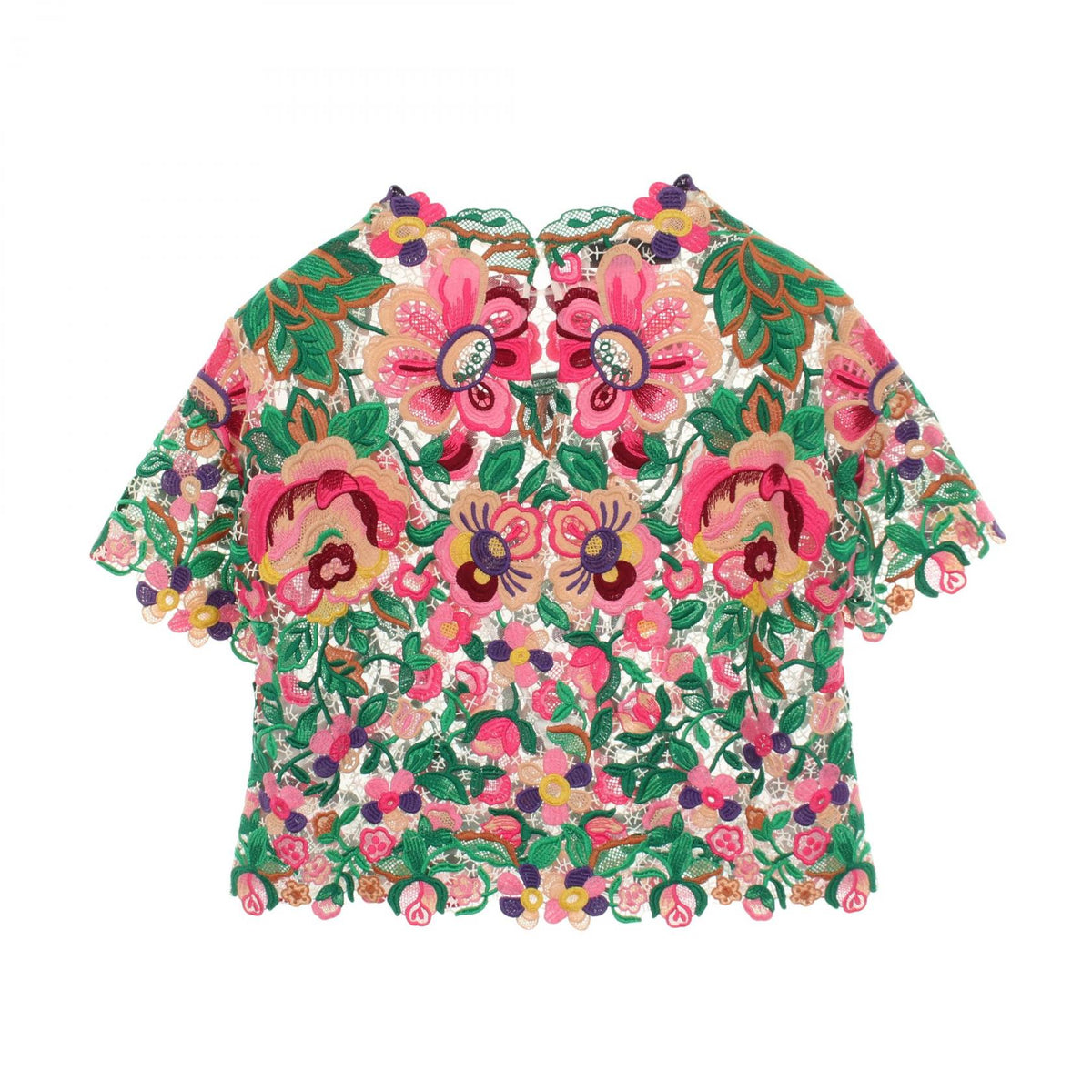 Valentino Floral Lace Top Cotton Multi Size 38