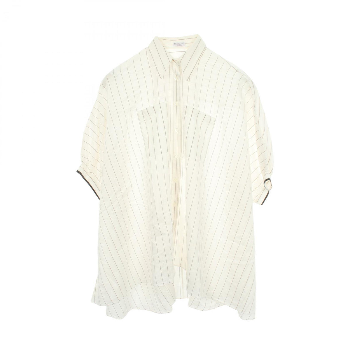 Brunello Cucinelli Stripe Short Sleeve Cotton Shirt Size S