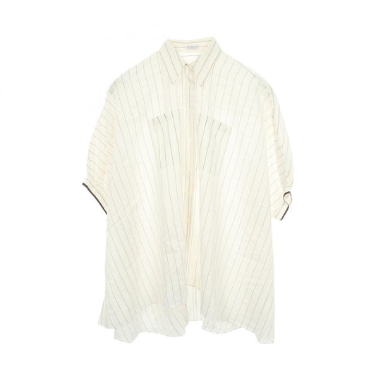 Brunello Cucinelli Stripe Short Sleeve Cotton Shirt Size S