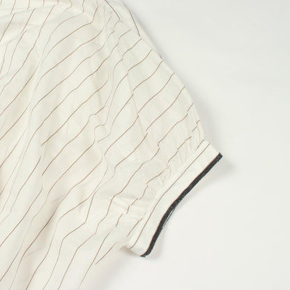 Brunello Cucinelli Stripe Short Sleeve Cotton Shirt Size S