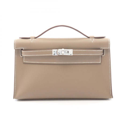 HERMES Pochette Kelly Mini Handle Bag Gray