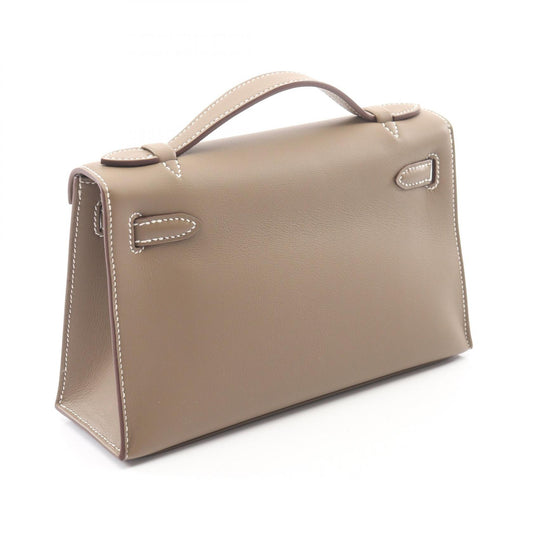 HERMES Pochette Kelly Mini Handle Bag Gray