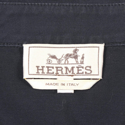 HERMES Short Sleeve Cotton Polo Blue Size L