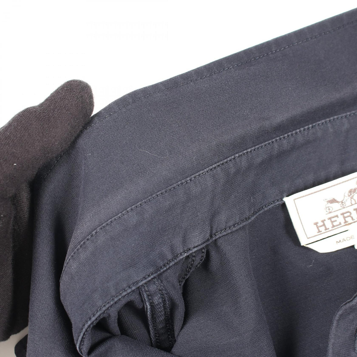 HERMES Short Sleeve Cotton Polo Blue Size L
