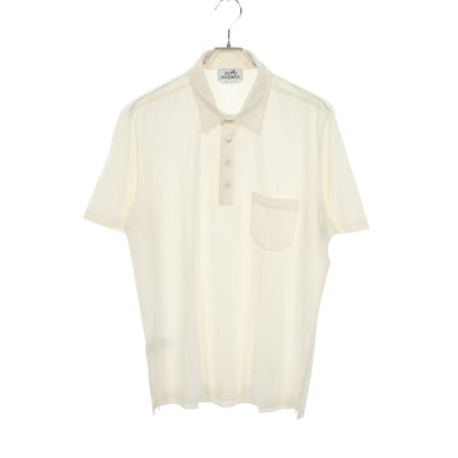 HERMES Short Sleeve Cotton Polo Shirt White Size L