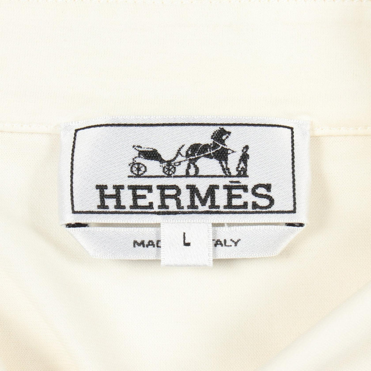 HERMES Short Sleeve Cotton Polo Shirt White Size L