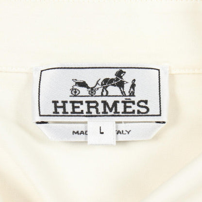 HERMES Short Sleeve Cotton Polo Shirt White Size L