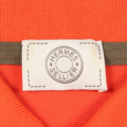 HERMES Sellier Button Cotton Polo Shirt Orange Size M